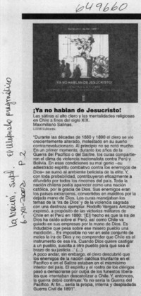 ¡Ya no hablan de Jesucristo!  [artículo]