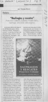 "Naufragios y rescates"  [artículo] Susana Bravo