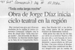 Obra de Jorge Díaz inicia ciclo teatral en la región  [artículo]