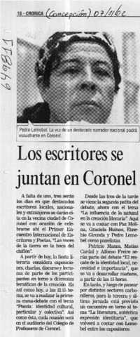 Los escritores se juntan en Coronel  [artículo]