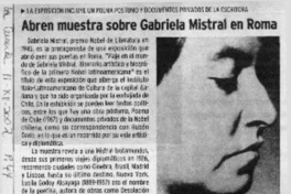 Abren muestra sobre Gabriela Mistral en Roma  [artículo]
