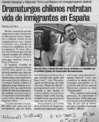 Dramaturgos chilenos retratan vida de inmigrantes en España  [artículo]