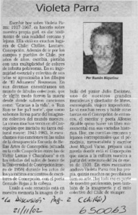 Violeta Parra  [artículo] Ramón Riquelme