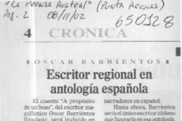 Escritor regional en antología española  [artículo]