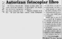 Autorizan fotocopiar libro  [artículo]