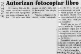 Autorizan fotocopiar libro  [artículo]