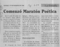 Comenzó maratón poética  [artículo]
