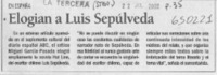 Elogian a Luis Sepúlveda  [artículo]