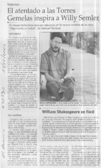 El atentado a las Torres Gemelas inspira a Willy Semler  [artículo] Andrea González