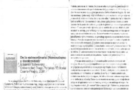 De lo extraordinario (Nominalismo y modernidad)  [artículo] F. G.