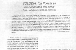 Volodia, "la poesía es una necesidad del alma"  [artículo]