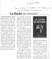 "La Ilíada de Homero"  [artículo] Elizabeth Subercaseaux