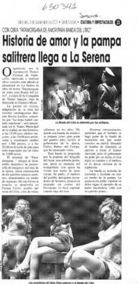 Historia de amor y la pampa salitrera llega a La Serena  [artículo]