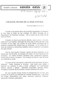 Coloane, pluma de la mar austral  [artículo] Voltaire Catalán J.
