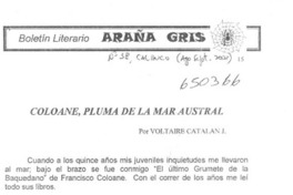 Coloane, pluma de la mar austral  [artículo] Voltaire Catalán J.