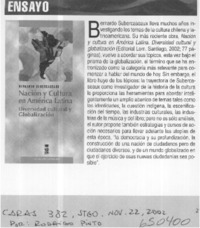 Nación y cultura en América Latina  [artículo] Rodrigo Pinto