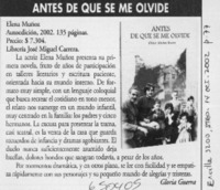 Antes de que se me olvide  [artículo] Gloria Guerra