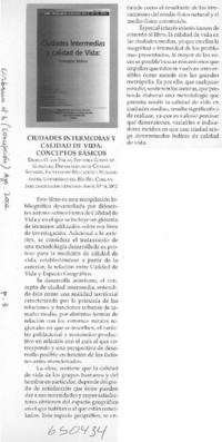 Ciudades intermedias y callidad de vida, conceptos básicos  [artículo]