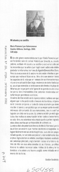 Mi abuela y su castillo  [artículo] Gastón Soublette