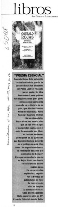 "Poesía esencial"  [artículo] Elizabeth Subercaseaux
