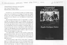 Creatividad y trabajo en equipo  [artículo]