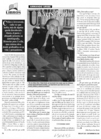 Un versificador  [artículo] Delia Pizarro San Martín