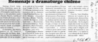 Homenaje a dramaturgo chileno  [artículo]