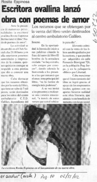 Escritora ovallina lanzó obra con poemas de amor