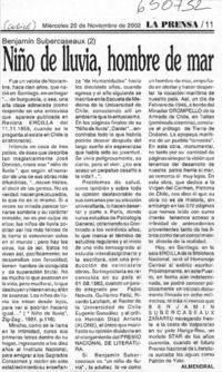 Niño de lluvia, hombre de mar  [artículo] Almendral