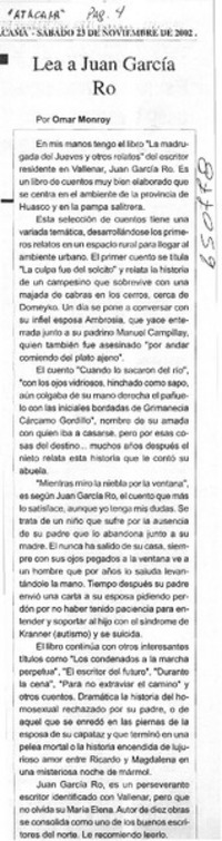 Lea a Juan García Ro  [artículo] Omar Monroy