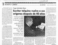 Escritor talquino vuelve a sus orígenes después de 40 años  [artículo] Manuel Herrera