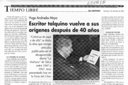 Escritor talquino vuelve a sus orígenes después de 40 años  [artículo] Manuel Herrera