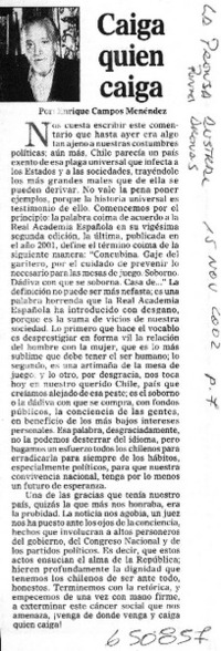 Caiga quien caiga  [artículo] Enrique Campos Menéndez