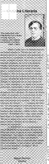 Palabra que une  [artículo] Miguel Ramírez