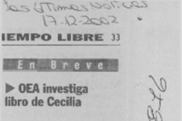 OEA investiga libro de Cecilia  [artículo]