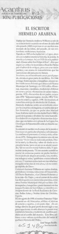 El escritor Hermelo Arabena  [artículo] José Vargas Badilla