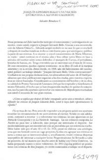 Joaquín Edwards Bello una vez más (Entrevista a Alfonso Calderón)  [artículo] Salvador Benadava C.
