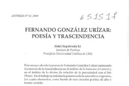 Fernando González-Urizar, poesía y trascendencia  [artículo] Fidel Sepúlveda Ll.