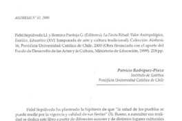 La fiesta ritual  [artículo] Patricio Rodríguez-Plaza