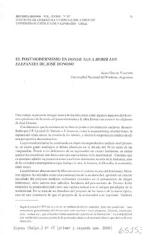 El postmodernismo en Donde van a morir los elefantes de José Donoso  [artículo] Aldo Óscar Valesini