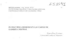 El discurso amoroso en las cartas de Gabriela Mistral  [artículo] Darcie Doll Castillo