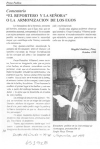 "El reportero y la señora" o la armonización de los egos  [artículo] Magdiel Gutiérrez Pérez