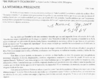 La memoria presente  [artículo] Aldo Alcota