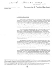 Presentación de Patricio Marchant  [artículo] Fernando Pérez V.