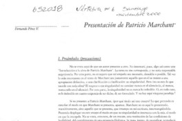 Presentación de Patricio Marchant  [artículo] Fernando Pérez V.