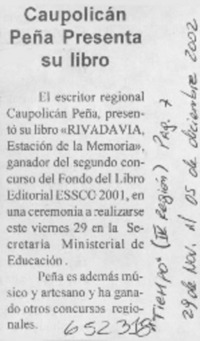 Caupolicán Peña presenta su libro  [artículo]