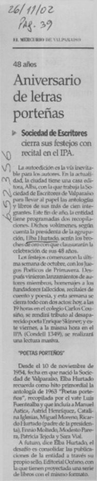 Aniversario de letras porteñas  [artículo]