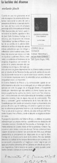 La lucidez del disenso  [artículo] Melanie Jösch