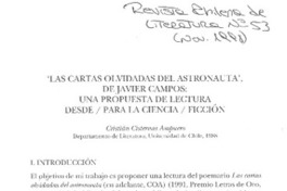 Las cartas olvidadas del astronauta  [artículo] Cristián Cisternas Ampuero