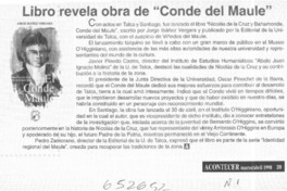 Libro revela obra de "El Conde de Maule"  [artículo]
